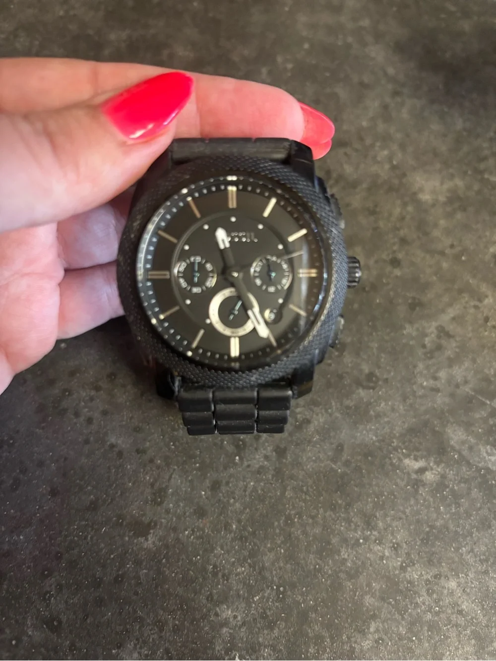 Fossil Men's Black Chronograph Silicone Strap Watch